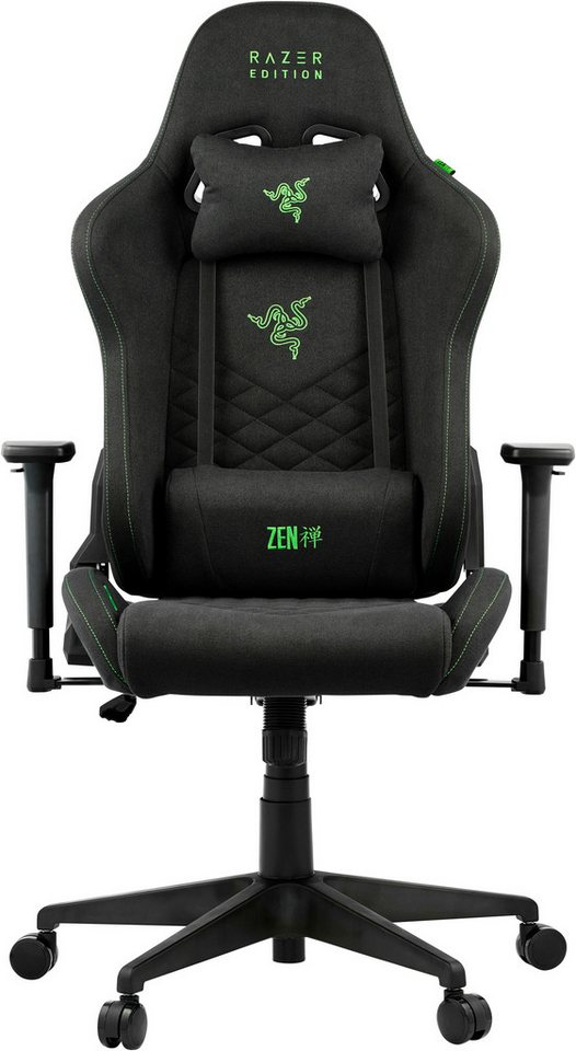 RAZER Gaming-Stuhl Tarok Natrix Cloth by Zen, atmungsaktiver Stoffbezug, 3D-Armlehnen, Lendenkissen und Kopfkissen, bis 130kg von RAZER