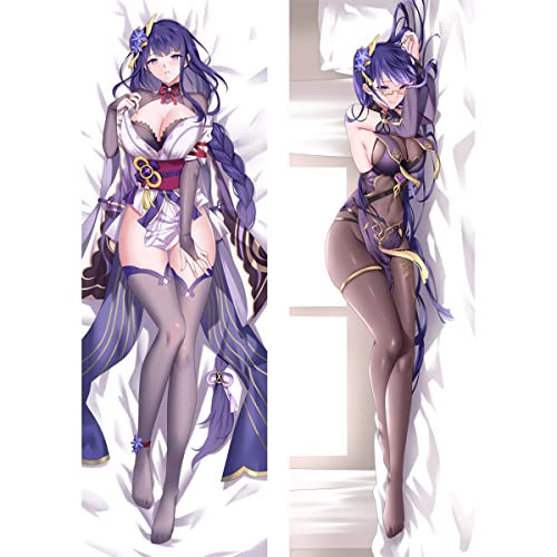 Kissenbezug Manga Kissenhülle Dakimakura Für Raiden Shogun,Seitenschläferkissen Bezug Langer Kissenbezug Doppelseitige Anime Muster Pillowcase,Peachskin-120x40cm von Razzai