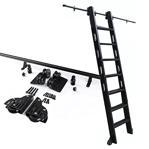 RAtsch Schiebetür-Bausatz | Rolling Library Ladder Track/Rail Kit (ohne Leiter) | Mobile Leiterschiene aus Rundrohr für Bücherregale im Home Office – Schwarz (Größe: 6,6 Fuß/200 cm Schienensatz) von RAtsch