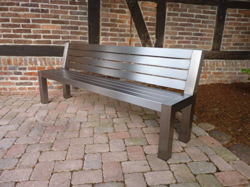 Edelstahl Gartenbank mit Rückenlehne von Sudsty