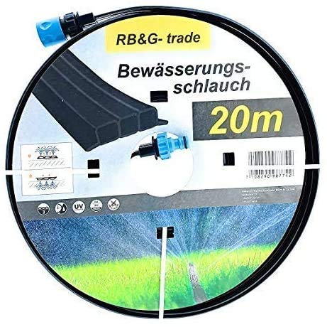 RB&G Beregnungsschlauch Bewässerungsschlauch / Sprühschlauch 20m schwarz inkl. Anschlüsse / sofort Startklar von RB&G