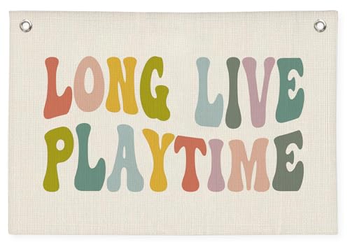 Long Live Playtime Banner - Mädchen Junge Zimmer Dekor Leinen Banner Hängende Flagge Retro Rosa für Kinderzimmer Spielzimmer Wandkunst Dekor für Kinderzimmer Wohnheim Kleinkind Dekorationen Long Live Playtime Banner - Mädchen Junge Zimmer Dekor Leinen Banner Hängende Flagge Retro Rosa für Kinderzimmer Spielzimmer Wandkunst Dekor für Kinderzimmer Wohnheim Kleinkind Dekorationen von RBAFAO