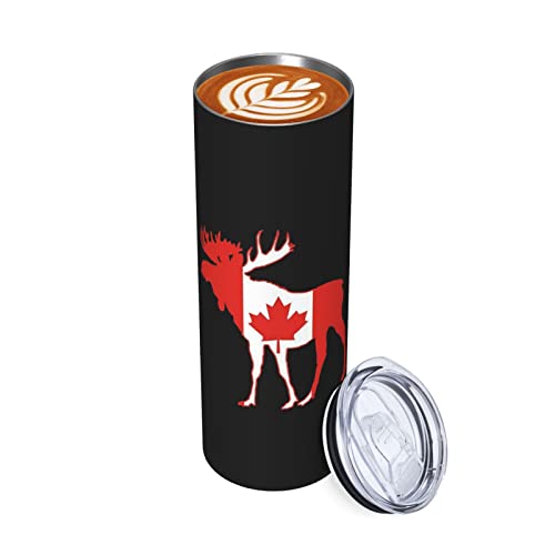RBAZYFXUJ Canada Deer Reisebecher, 550 ml, Edelstahl, isolierte Reise-Kaffeetasse mit auslaufsicherem Deckel, Strohhalm und Strohbürste von RBAZYFXUJ