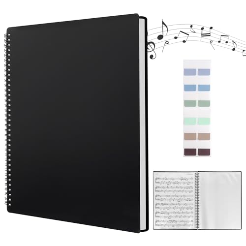 A4 Notenmappe Schwarz 60 Fächer/120 Seiten Registermappen, Präsentationsmappe mit Indexaufkleber, Music Sheet Chormappe für Musikpartitur Akten und File A4 Notenmappe Schwarz 60 Fächer/120 Seiten Registermappen, Präsentationsmappe mit Indexaufkleber, Music Sheet Chormappe für Musikpartitur Akten und File von RBDDBR