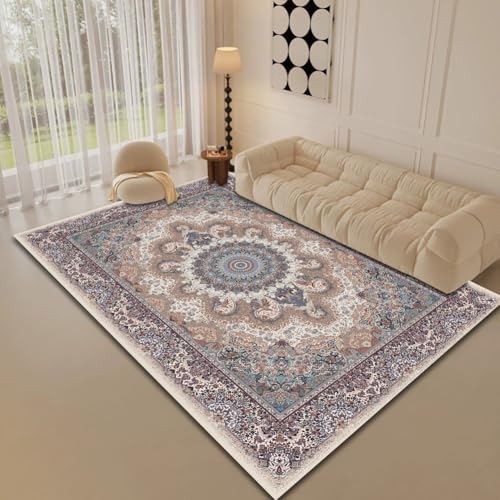 BEIMO Waschbarer Rutschfester Teppich 160×230 cm, Abstraktes Designer Lila Teppich,Vintage Stil, Weich Teppiche Strapazierfähig für Flur, Eingangsbereich, Wohnzimmer und Stark Beanspruchte Bereiche von RBQIZVW