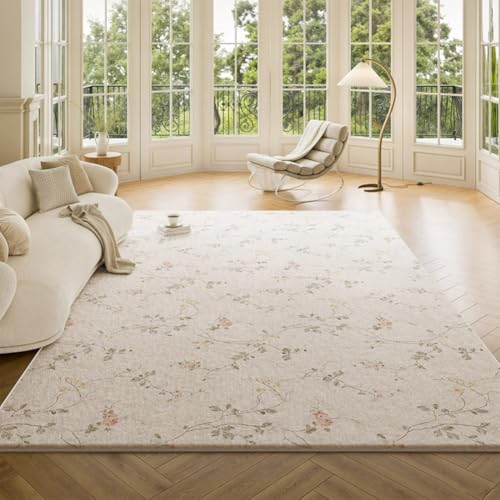 RBQIZVW Cream Teppich Wohnzimmer Waschbarer, Moderner Kurzflor Teppich Großer, Abstrakte Schlafzimmer Teppiche Waschbar rutschfest Design für Esszimmer Büro Bereich Dekor Teppiche Größe 120x160 cm von RBQIZVW