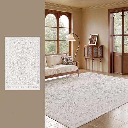 RBQIZVW Grau Weiß Waschbarer Teppich Wohnzimmer 140x220 cm Anti-Rutsch Bettvorleger Schlafzimmer Teppiche Dünner Weich rutschfest Groß Teppich Kurzflor Esszimmer Teppiche Büro RBQIZVW Grau Weiß Waschbarer Teppich Wohnzimmer 140x220 cm Anti-Rutsch Bettvorleger Schlafzimmer Teppiche Dünner Weich rutschfest Groß Teppich Kurzflor Esszimmer Teppiche Büro von RBQIZVW