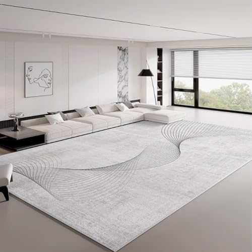 RBQIZVW Grau moderner Wohnzimmerteppich abstraktes Muster gestreift grau Esszimmer und Schlafzimmer Teppich Kurzflor Teppiche Extra Weich pflegeleicht Größe,300x400 cm von RBQIZVW