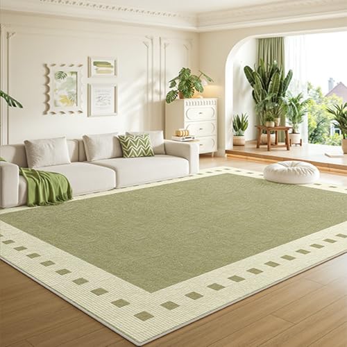RBQIZVW Grün Teppich Wohnzimmer 140x200 cm Teppiche Waschbar ist Weich Bequem Schlafzimmer Teppich rutschfest Sich für Besprechungsräume, Schlafzimmer Büros und Wohnzimmer,Teppiche Niedriger Flor von RBQIZVW