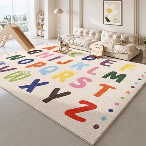 RBQIZVW Kinderteppich - Bunte Schlafzimmer Teppich, Modernes Design, Teppich Wohnzimmer Junge Mädchen für Kinderzimmer, Jugendzimmer, Wohnzimmer - Weiß Multifarben,150×200 cm von RBQIZVW
