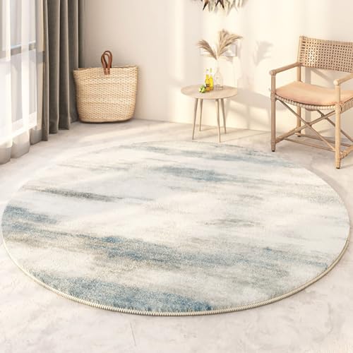 RBQIZVW Kleiner Runder Teppich Wohnzimmer Waschbar Kurzflor Retro Teppiche Blau Antibakterieller Faltbar Weich rutschfest Teppich Schlafzimmer Kinderzimmer Flur Badezimmer 100 cm Rund Teppiche von RBQIZVW