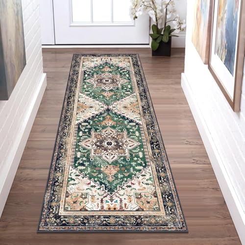 RBQIZVW Küchenteppich Schwarz-Grün Läufer Flur Küche Waschbar Teppich rutschfest 100×200 cm Lang Klassisch Vintage Flurteppich Teppich Kurzflor Wohnzimmer Schlafzimmer RBQIZVW Küchenteppich Schwarz-Grün Läufer Flur Küche Waschbar Teppich rutschfest 100×200 cm Lang Klassisch Vintage Flurteppich Teppich Kurzflor Wohnzimmer Schlafzimmer von RBQIZVW