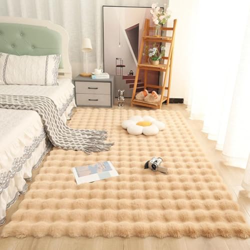 RBQIZVW Kunstfell Teppich Flauschig Waschbar Teppiche,Khaki Shaggy Teppich Wohnzimmer,Moderner Weich Schlafzimmerteppiche 60×160cm, Kinderzimmer Stühle Teppiche von RBQIZVW