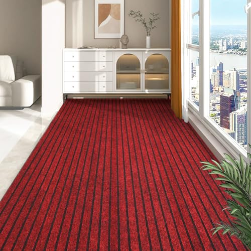 RBQIZVW Kurzflor Teppich Läufer Flur 200x360 cm Waschbarer Teppich Eingangsbereich für Schlafzimmer, Wohnzimmer und Ideal als Küchenteppich Flauschiger rutschfest Teppiche Rot Klein RBQIZVW Kurzflor Teppich Läufer Flur 200x360 cm Waschbarer Teppich Eingangsbereich für Schlafzimmer, Wohnzimmer und Ideal als Küchenteppich Flauschiger rutschfest Teppiche Rot Klein von RBQIZVW
