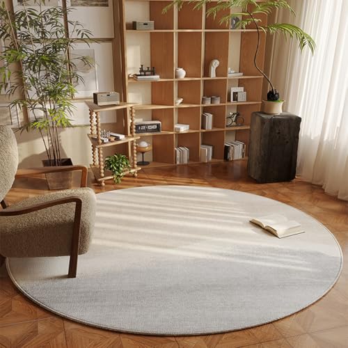 RBQIZVW Langlebiger Wohnzimmer Teppich Cut-Loop Rund Teppiche Kurzflor Schlingenteppich,Schlafzimmer Teppich Küche - Dekorativer Melierter Struktur Moderner Teppiche Schlingenflor,Cream,180 cm von RBQIZVW
