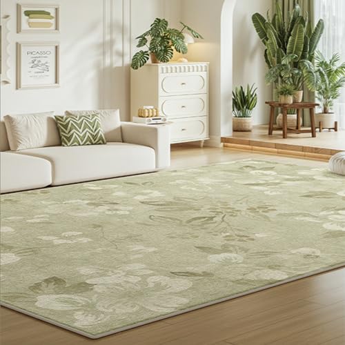 RBQIZVW Modern Teppich Kurzflor Waschbar - Grün Weich Teppich für Wohnzimmer 160x230 cm, Schlafzimmer, Esszimmer – Teppiche Blumen Muster,Anti-Rutsch Unterseite, Waschbar bis 30 Grad von RBQIZVW