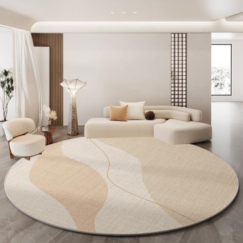 RBQIZVW Modern Wohnzimmer Schlafzimmer Dekorative Rund Teppich,Waschbar Rund Teppich 100 cm Geometrisch Teppiche Runder Creme Küche Fußmatte Runder Kurzflo Haustierteppich von RBQIZVW