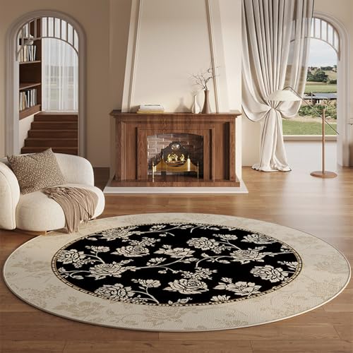 RBQIZVW Moderner Abstrakter runder Teppich schwarz weiß ø 180 cm,Waschbar Wohnzimmerteppich,Schlafzimmer Teppich rutschfest Weich Kurzflor Bodenteppich für Wohnzimmer,Zuhause, Büro RBQIZVW Moderner Abstrakter runder Teppich schwarz weiß ø 180 cm,Waschbar Wohnzimmerteppich,Schlafzimmer Teppich rutschfest Weich Kurzflor Bodenteppich für Wohnzimmer,Zuhause, Büro von RBQIZVW