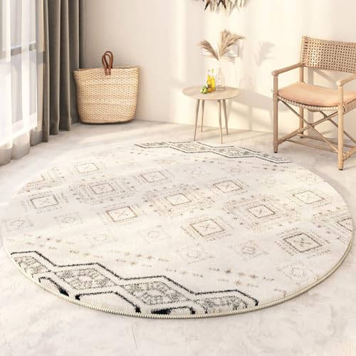 RBQIZVW Moderner Flauschiger Supersoft kurzflor Teppich Rund Wohnzimmer Schlafzimmerteppich rund Kinderzimmer Flur Teppiche Läufer waschbar rutschfest Teppiche Schwarz Weiß Rund Teppich 80 cm von RBQIZVW