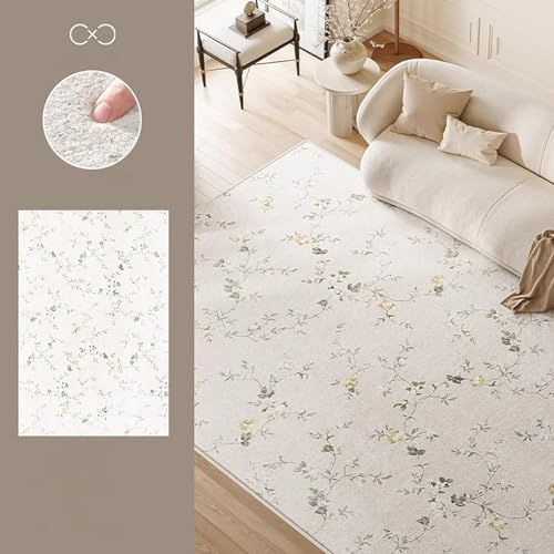 RBQIZVW Moderner Kurzflor Teppich Wohnzimmer Waschbarer, Abstrakte Weiß Grün Teppiche Schlafzimmer,Kurzflor Teppiche, rutschfest Teppich Weich Design,für Esszimmer Büro Bereich Dekor 300x400 cm von RBQIZVW