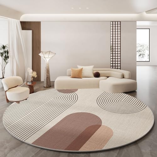 RBQIZVW Moderner einfacher Stil geometrischer Teppich Runder großflächige Teppiche für Schlafzimmer Kamin Wohnzimmer Küche moderner Eingangsbereich Fußmatten Creme rutschfest Rund Teppich 160 cm RBQIZVW Moderner einfacher Stil geometrischer Teppich Runder großflächige Teppiche für Schlafzimmer Kamin Wohnzimmer Küche moderner Eingangsbereich Fußmatten Creme rutschfest Rund Teppich 160 cm von RBQIZVW