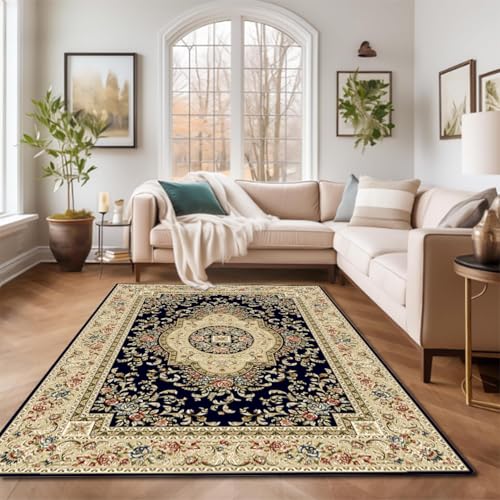 RBQIZVW Outdoor Teppich Vintage Küchenteppich Wohnzimmer Teppiche Kurzflor Schlafzimmer Moderne Vintage Orient Ornament Muster Pastell Bordüre, Grösse:160×230 cm,Teppich Gelb Schwarz RBQIZVW Outdoor Teppich Vintage Küchenteppich Wohnzimmer Teppiche Kurzflor Schlafzimmer Moderne Vintage Orient Ornament Muster Pastell Bordüre, Grösse:160×230 cm,Teppich Gelb Schwarz von RBQIZVW