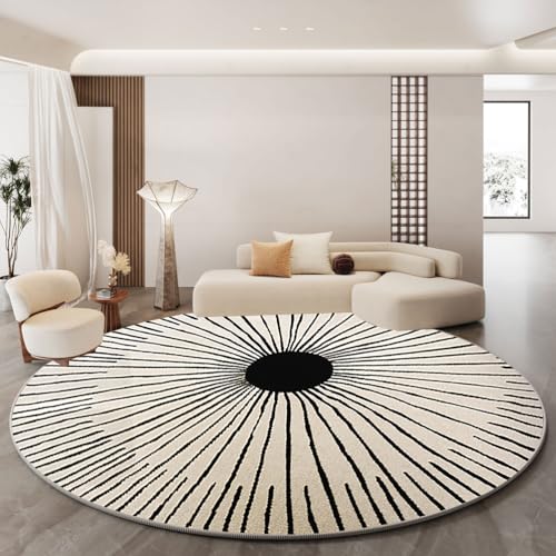 RBQIZVW Rund Natur Wohnzimmerteppich 160 cm,Modern Teppich Kaschmirähnlich,Weich Waschbar rutschfest Runder Schwarz Weiß Teppich Rund für Wohnzimmer, Schlafzimmer, Esszimmer, Flur, Küche RBQIZVW Rund Natur Wohnzimmerteppich 160 cm,Modern Teppich Kaschmirähnlich,Weich Waschbar rutschfest Runder Schwarz Weiß Teppich Rund für Wohnzimmer, Schlafzimmer, Esszimmer, Flur, Küche von RBQIZVW