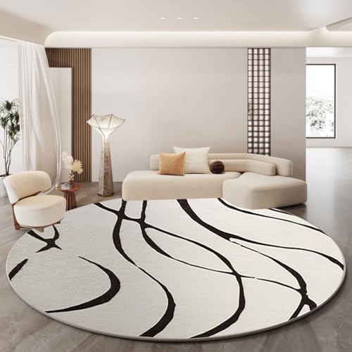 RBQIZVW Schwarz Weiß Runder Teppich Wohnzimmer 180 cm Waschbarer rutschfest Kurzflor Kinderzimmer Teppiche Rund, Schlafzimmer Teppich Runder Küche Flur Esszimmer für Kinder & Haustiere Geeignet RBQIZVW Schwarz Weiß Runder Teppich Wohnzimmer 180 cm Waschbarer rutschfest Kurzflor Kinderzimmer Teppiche Rund, Schlafzimmer Teppich Runder Küche Flur Esszimmer für Kinder & Haustiere Geeignet von RBQIZVW