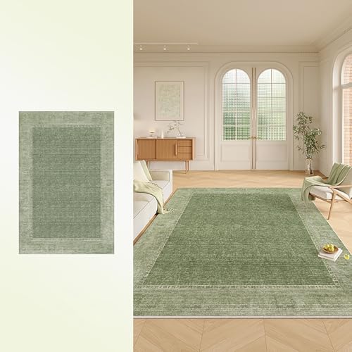 RBQIZVW Teppich Kinderzimmer 120x160 cm Waschbarer Vintage Teppich Grün Kurzflor Teppiche mit Rutschfester Rückseite – Teppiche Esszimmer Weich, Kindersicher & Pflegeleicht für Büro Wohnzimmer RBQIZVW Teppich Kinderzimmer 120x160 cm Waschbarer Vintage Teppich Grün Kurzflor Teppiche mit Rutschfester Rückseite – Teppiche Esszimmer Weich, Kindersicher & Pflegeleicht für Büro Wohnzimmer von RBQIZVW