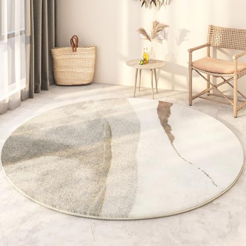 RBQIZVW Teppich Rund 60 cm Moderne abstrakte runde Teppiche Wohnzimmer runder Teppich, geometrisches Design, hohe Flordichte und angenehm weich, Grau von RBQIZVW