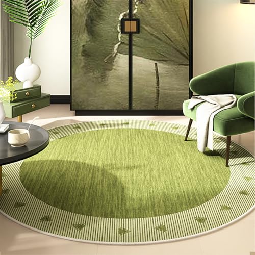 RBQIZVW Vintage Waschbarer Kreis-Teppich Ø 160x160 cm Runder Wohnzimmer Grün Rutschfester Teppich | Abstrakte Muster |für Schlafzimmer Teppiche Esszimmer Büro | Weich & Minimalistisch​ von RBQIZVW
