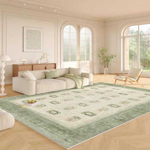 RBQIZVW Vintage Waschbarer Teppich Kinderzimmer,Kleiner Abstrakter Teppich Kurzflor Schlafzimmer 120x160 cm Antirutsch Weich Teppiche Gegend für Wohnzimmer Esszimmer Küche, Grün Multicolor von RBQIZVW