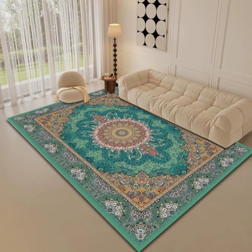RBQIZVW Waschbarer Grün Teppich Wohnzimmer, Blumen Kurzflor Teppich Großer, Weicher Vintage Schlafzimmer Teppiche 60×90 cm rutschfest & Pflegeleicht Design für Esszimmer Büro Bereich Dekor RBQIZVW Waschbarer Grün Teppich Wohnzimmer, Blumen Kurzflor Teppich Großer, Weicher Vintage Schlafzimmer Teppiche 60×90 cm rutschfest & Pflegeleicht Design für Esszimmer Büro Bereich Dekor von RBQIZVW