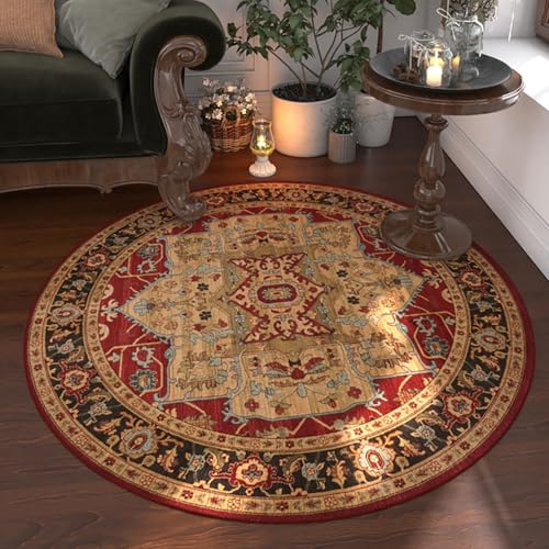 RBQIZVW Waschbarer Rot Teppich Wohnzimmer Schlafzimmer Rund Vintage Muster Moderne Deko Orientalisch Ornamente Bordüre Teppiche, Grösse:180 cm Rund Teppich RBQIZVW Waschbarer Rot Teppich Wohnzimmer Schlafzimmer Rund Vintage Muster Moderne Deko Orientalisch Ornamente Bordüre Teppiche, Grösse:180 cm Rund Teppich von RBQIZVW