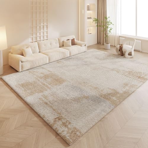 RBQIZVW Waschbarer Teppich Flur, Badezimmerteppich Abstrakt Design Schlafzimmer Kurzflor,Wohnzimmer Groß Teppich rutschfest Teppiche Weiche Esszimmer Beige Teppiche 100×160 cm von RBQIZVW