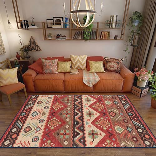 RBQIZVW Waschbarer Teppich Wohnzimmer Dünne Teppiche rutschfest für Schlafzimmer、Esszimmer Küchen Teppich Vintage Teppich,Rot,80×160cm RBQIZVW Waschbarer Teppich Wohnzimmer Dünne Teppiche rutschfest für Schlafzimmer、Esszimmer Küchen Teppich Vintage Teppich,Rot,80×160cm von RBQIZVW