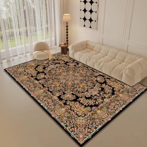 RBQIZVW Waschbarer rutschfest Teppich Schlafzimmer 200×300 cm Vintage Kurzflor Groß Weiche Teppich Mit Orient Design für Esszimmer Wohnzimmer, Polyester-Schlauchflor Outdoor Orange Teppiche von RBQIZVW