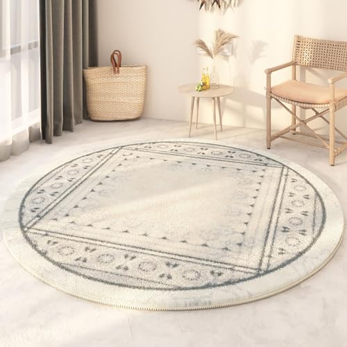 RBQIZVW Wohnzimmer Runder Teppiche, 160 cm Rund Teppich Grau,vielseitiger Indoor- & Outdoor Teppich, modernes Rund Teppiche Design, langlebig und pflegeleicht, Balkon, Garten Orient von RBQIZVW