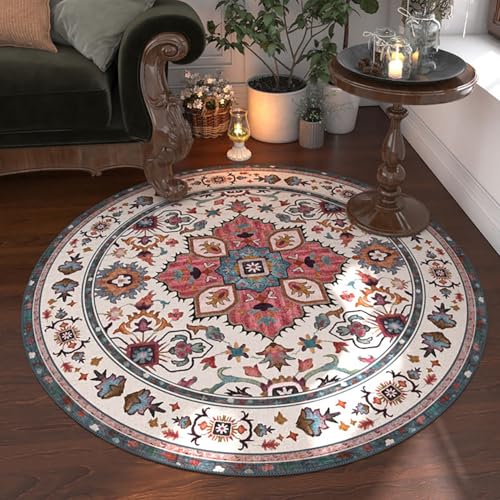 RBQIZVW Wohnzimmer Teppich Rund 120 cm Teppich Schlafzimmer Rosa Kurzflor Wohnzimmerteppich Teppiche Rund Vintage Modern Abstrakt Waschbar rutschfest für Wohnzimmer Schlafzimmer Esszimmer RBQIZVW Wohnzimmer Teppich Rund 120 cm Teppich Schlafzimmer Rosa Kurzflor Wohnzimmerteppich Teppiche Rund Vintage Modern Abstrakt Waschbar rutschfest für Wohnzimmer Schlafzimmer Esszimmer von RBQIZVW