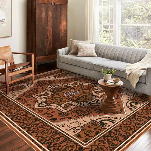 RBQIZVW Wohnzimmer Teppich waschbar Waschmaschine-Vintage Teppich Wohnzimmer 300x400 cm,rutschfest Teppiche Schlafzimmer,Küche-Orientalischer Style Teppiche Extra Groß in Braun Esszimmer,Büro von RBQIZVW