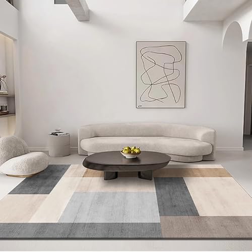 RBQIZVW rutschfest Groß Teppiche Waschbarer Teppich Braun Wohnzimmer, Abstrakt Design Teppich Schlafzimmer Kurzflor Weiche für Badezimmer Esszimmer Flur,140×200 cm von RBQIZVW