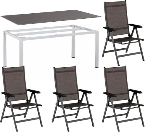 RBS24 Gartenmöbel Set bestehend aus Tisch Cubic + Tischplatte KETTALUX Plus schieferoptik + Multipositionssessel Base | Anzahl Sessel 4 St. oder 6 St. wählbar (4) von RBS24