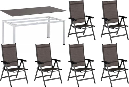 RBS24 Gartenmöbel Set bestehend aus Tisch Cubic + Tischplatte KETTALUX Plus schieferoptik + Multipositionssessel Base | Anzahl Sessel 4 St. oder 6 St. wählbar (6) von RBS24