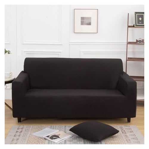RBSN Stretch-Sofabezug, einfarbiger Sofabezug for 3-Kissen-Sofas, universeller Möbelbezug, seidig weiche Sofabezüge mit elastischen Bändern(Black,2 Seater (140 185cm)) von RBSN