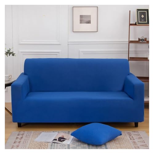 RBSN Stretch-Sofabezug, einfarbiger Sofabezug for 3-Kissen-Sofas, universeller Möbelbezug, seidig weiche Sofabezüge mit elastischen Bändern(Blue,1 Seater (90 140cm)) von RBSN