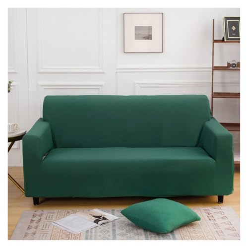 RBSN Stretch-Sofabezug, einfarbiger Sofabezug for 3-Kissen-Sofas, universeller Möbelbezug, seidig weiche Sofabezüge mit elastischen Bändern(Dark Green,1 Seater (90 140cm)) von RBSN