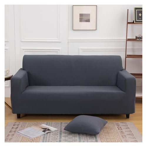 RBSN Stretch-Sofabezug, einfarbiger Sofabezug for 3-Kissen-Sofas, universeller Möbelbezug, seidig weiche Sofabezüge mit elastischen Bändern(Dark Grey,1 Seater (90 140cm)) von RBSN