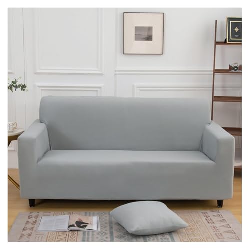 RBSN Stretch-Sofabezug, einfarbiger Sofabezug for 3-Kissen-Sofas, universeller Möbelbezug, seidig weiche Sofabezüge mit elastischen Bändern(Light Grey,2 Seater (140 185cm)) von RBSN