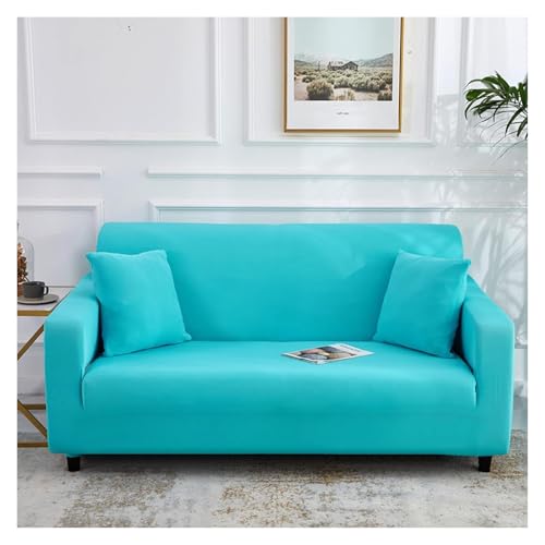 Stretch Sofabezug, weiche Sofabezüge, Milch Seidensofa-Abdeckung Volltonfarbe Stretch Sofabezug strapazierfähiger maschinenwaschbarer Möbelschutz mit elastischer Unterseite(Blue 1.4 Seater(235300cm)) von RBSN
