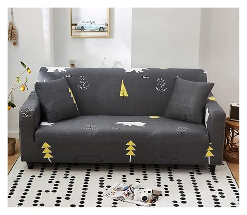 Stretch Sofabezug Stylischer Sofabezug, Stretch rutschfeste Sofabezug Wohnzimmer Polyester Sofabezug Waschbar Bedruckte Möbelschoner Für 1 2 3 4-Sitzer(13.1 Seater(90-140cm)) von RBSN